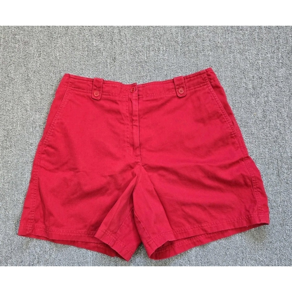 Lauren Ralph Lauren Women's Red Chino Shorts Size 12 Button Tab Waist Summer